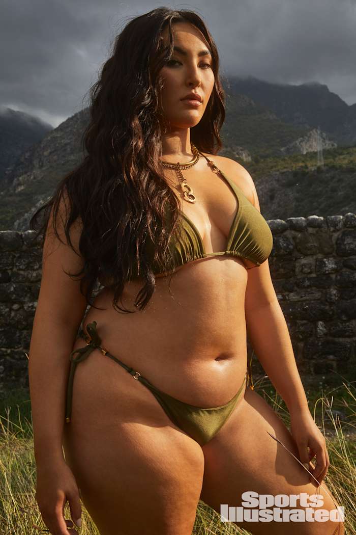 Yumi Nu was photographed by James Macari in Montenegro. Swimsuit by Ola Vida. Necklace by Michelle Ross.